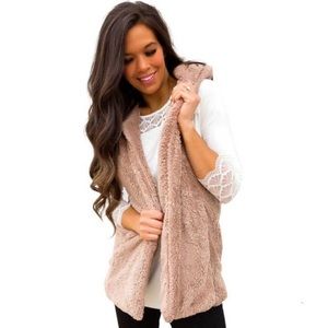 Fuzzy Sherpa Hooded Vest